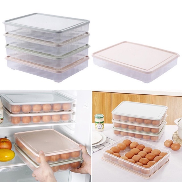 [READYSTOCK] Plastic Eggs Container 24 grid eggs holder stackable