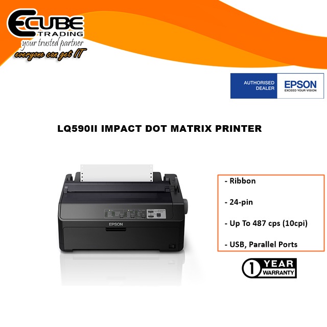Epson LQ590II Impact Dot Matrix Printer (24pin, up to 487cps, 1+6