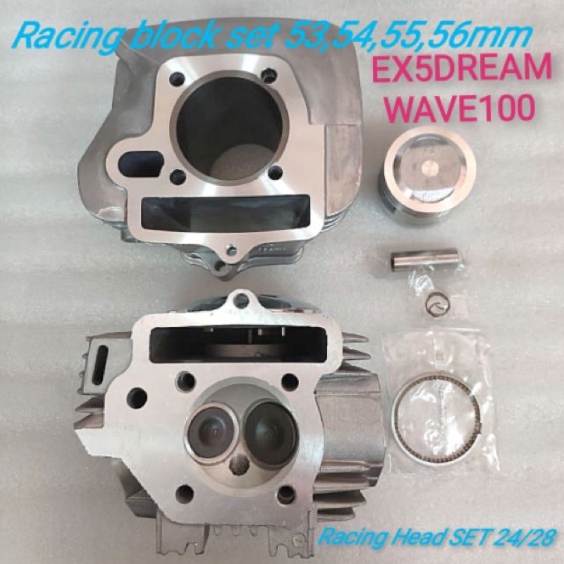Ex5 DREAM WAVE100 WAVE100R RACING HEAD ASSY 23/27 24/28 + RACING block ...