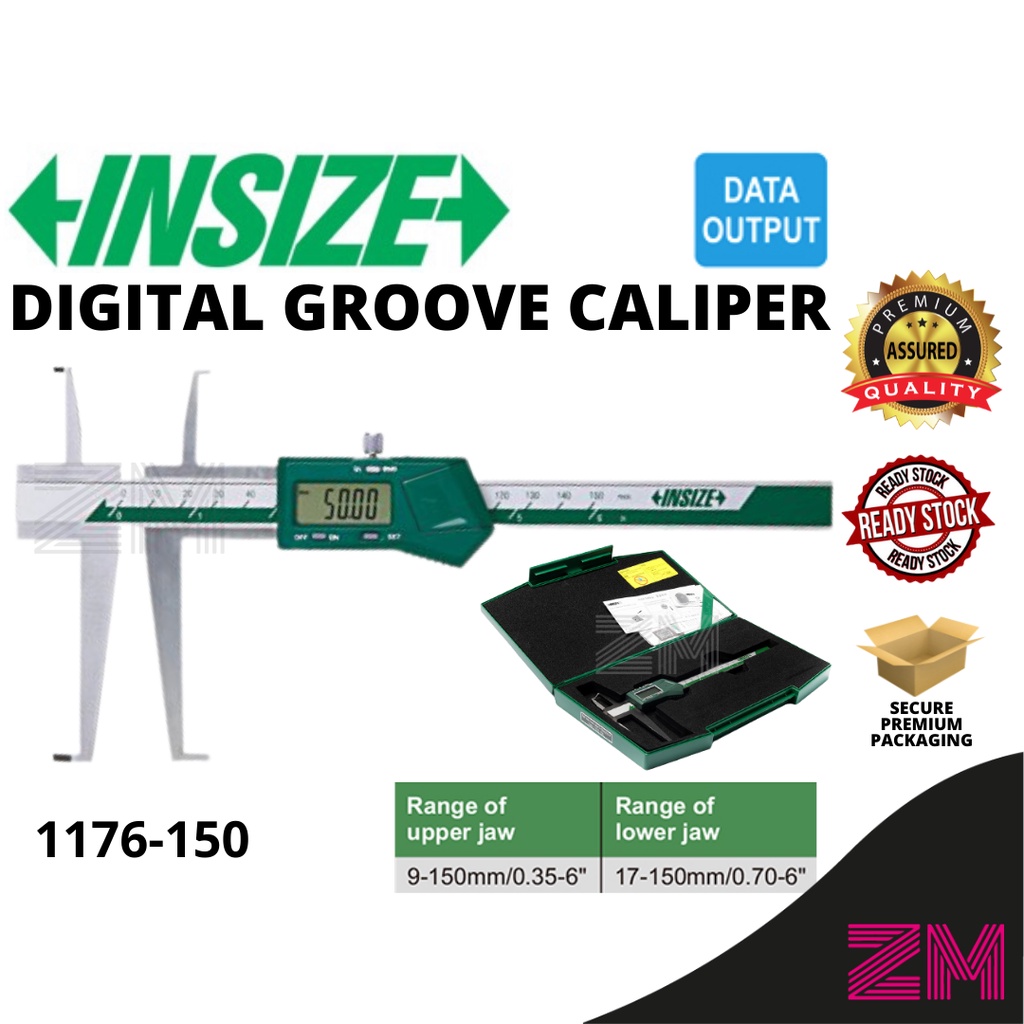 INSIZE Digital Inside Groove Caliper, Upper Jaw 356" 9150 mm Lower