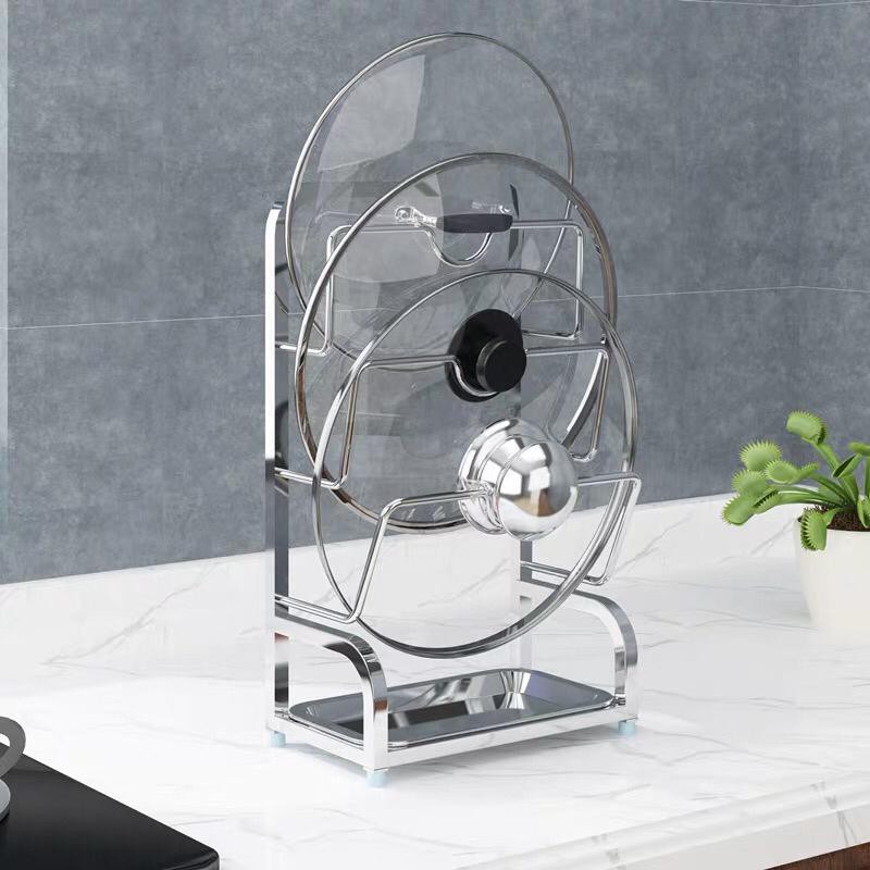 Pot Lid Rack Stand Stainless Steel Table Top Desktop Cover Kitchen Wok ...