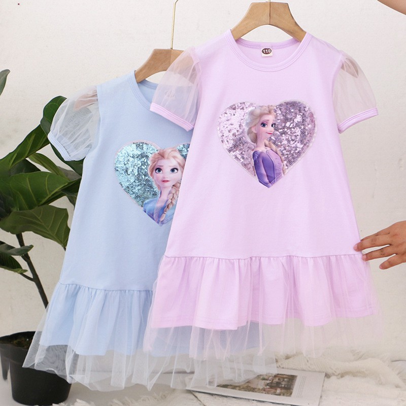 Shinny006 Dress Readystock Frozen Girls Dress Kids Shirt Frozen Elsa 