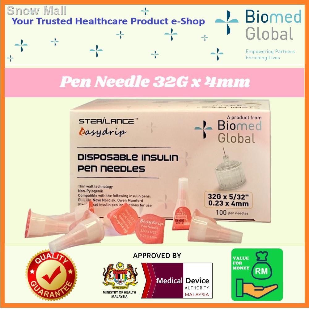 ☬Insulin Pen Needle/Jarum Insulin/胰岛素笔注射针, 32G x 4mm, 100 Pieces/Box