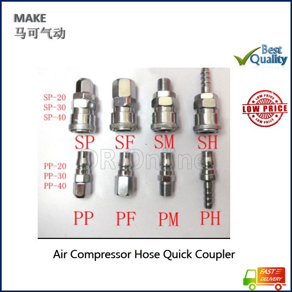 MAKE Pneumatic Air Compressor Hose Quick Coupler Plug Fitting Air Hose ...