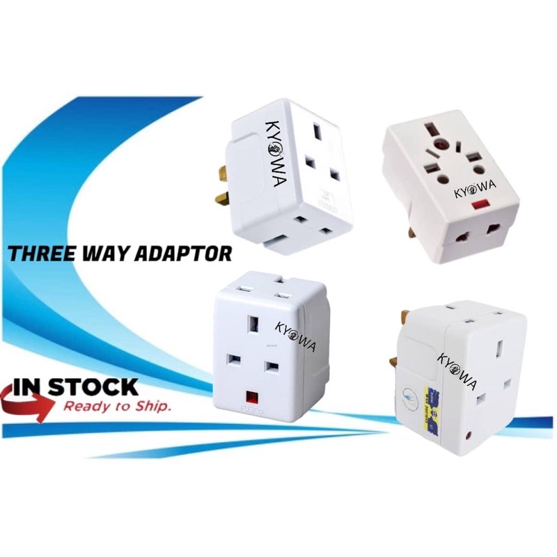 Multi Socket Adaptor 13A NEON & Without Neon 3 Way SPLITER 2Pin 3Pin ...