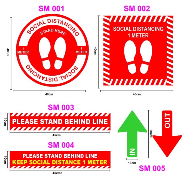 SOP SOCIAL DISTANCE FLOOR STICKER / COVID-19 SOCIAL DISTANCING FLOOR ...