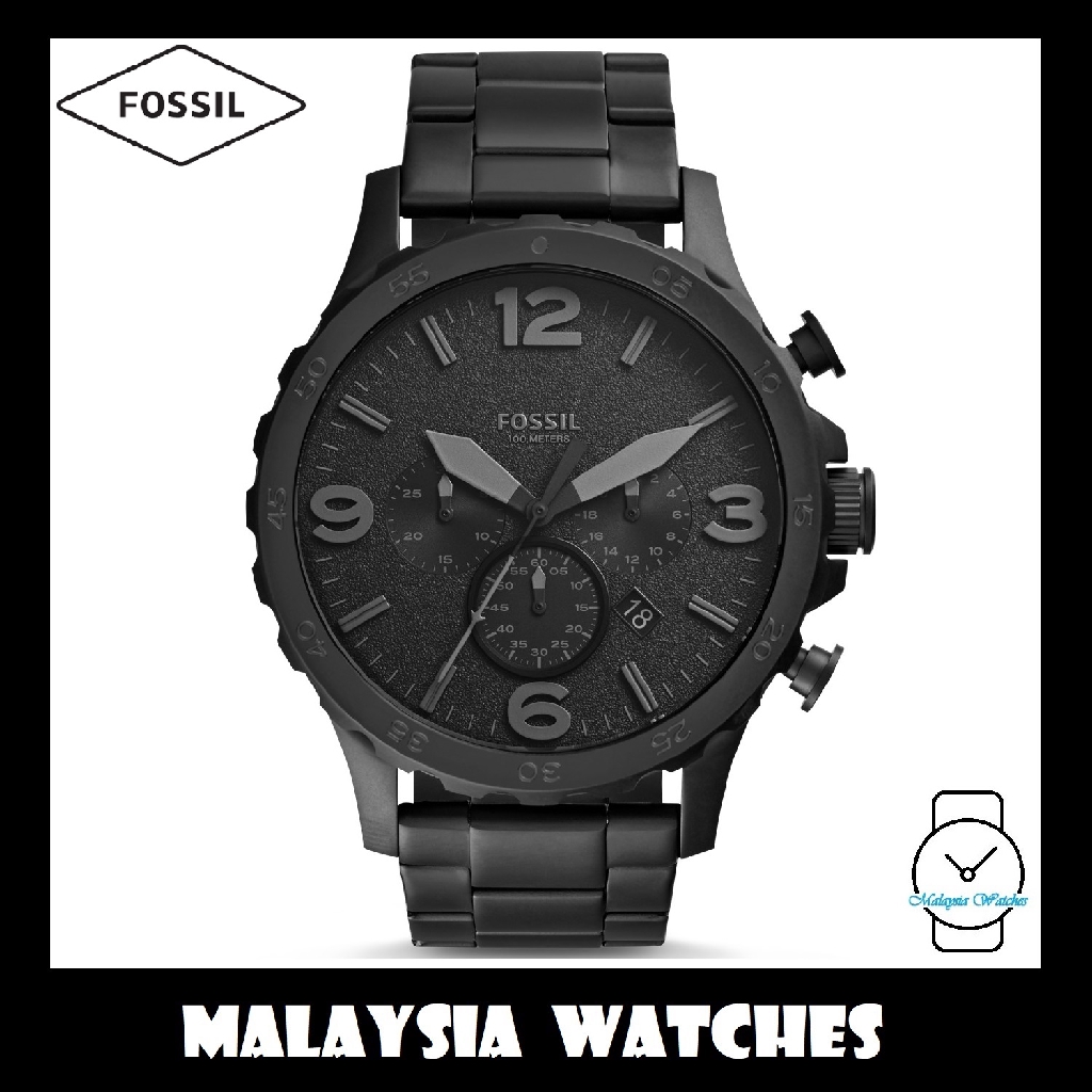 OFFICIAL WARRANTY) Warranty) Steel Nate Watch Shopee Yrs JR1401 | Black Fossil (2 Chronograph Malaysia Stainless