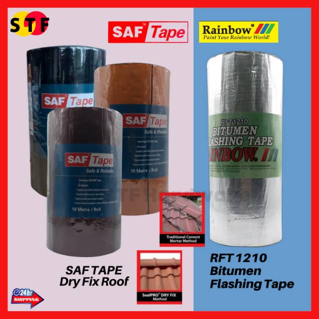 10M SAF TAPE / RAINBOW Dry Fix Roof Ridge Leak Proof Bitumen Poly Tape Flash Band Getah Bumbung