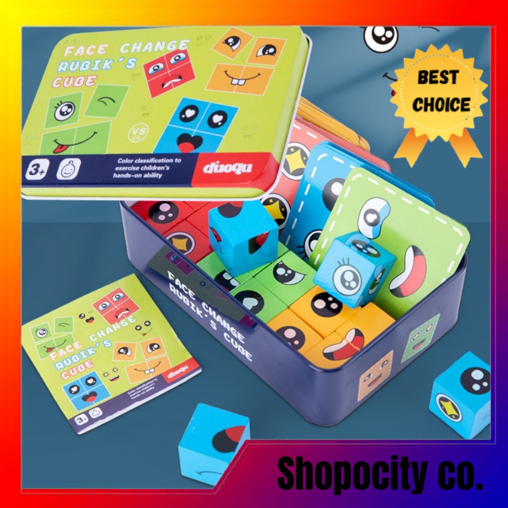 Cube Kids Emoji Funny Expressions Board Game Colorful Puzzle Building