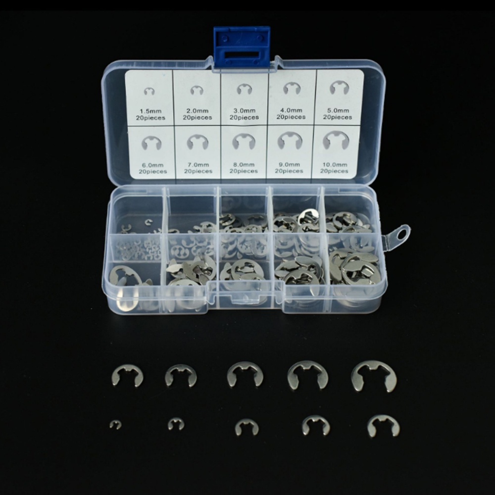 HVAZI 350PCS Stainless Steel E-Clip External Retaining Ring Assortme