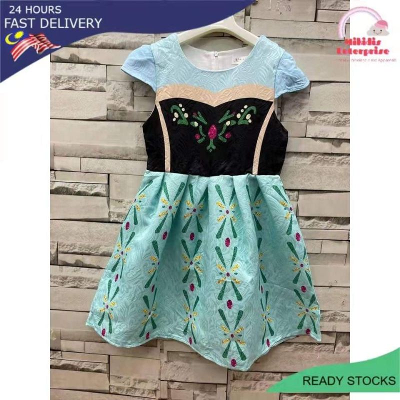 READY STOCK] Frozen Anna Kids Girl Green Princess Costume Dress**Crown  Available** | Shopee Malaysia