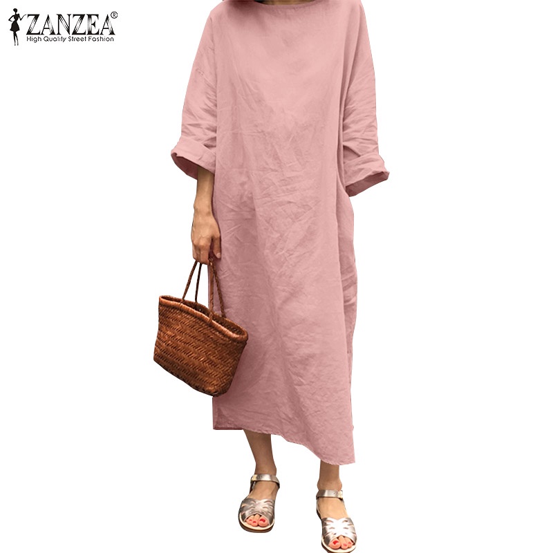 Zosia - Women's retro long sleeve dress with pocket main image 1