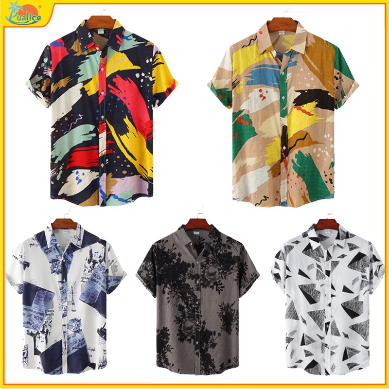 Men's 2022 Shirt Summer New Printed Shortsleeved Malay Shirt Men's