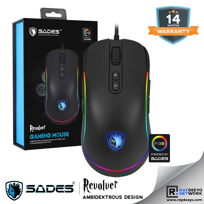 Sades Revolver RGB Gaming Mouse [Ambidextrous Design] | Shopee Malaysia