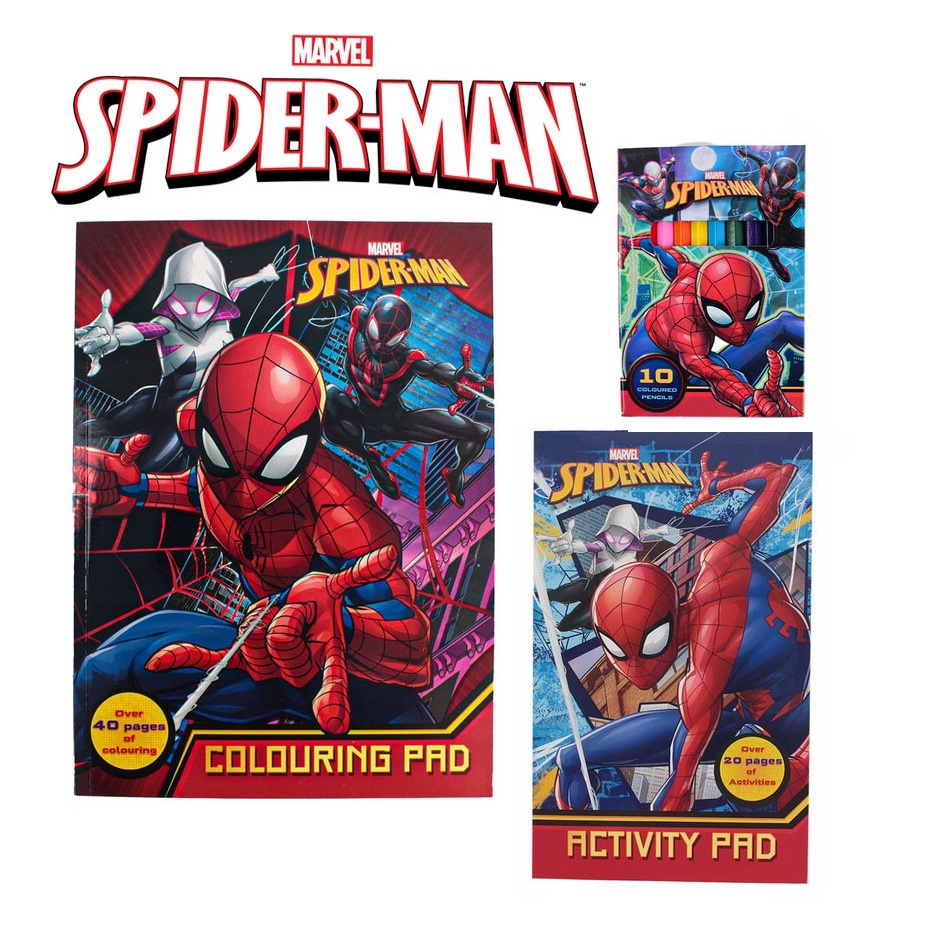 🕸 New! Marvel Spiderman Spider-man Coloring Book/ Buku Warna with Activity Pad Free 10 Colour ...