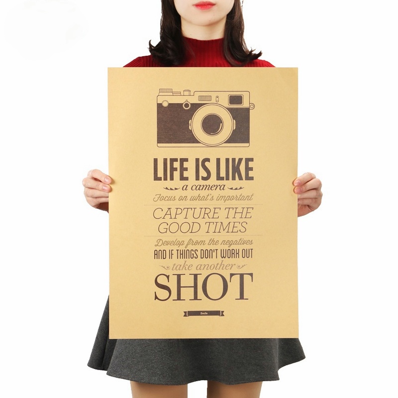 DLKKLB Vintage Classic Life Is Like A Camera Poster Cafe Painting Home ...
