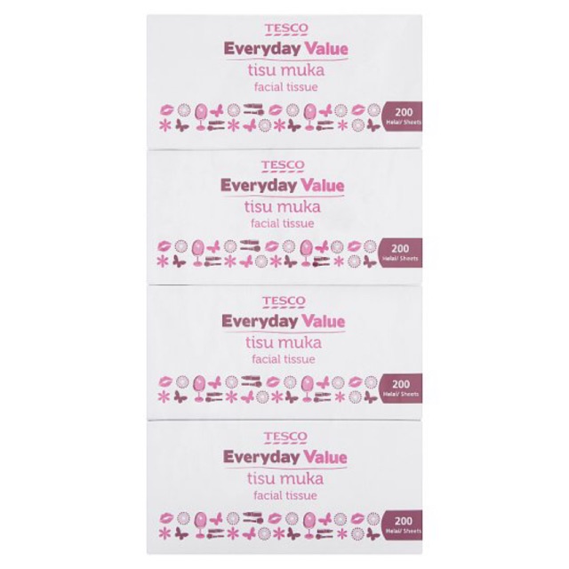 Tesco Everyday Value Facial Tissue 4 x 200s Shopee Malaysia