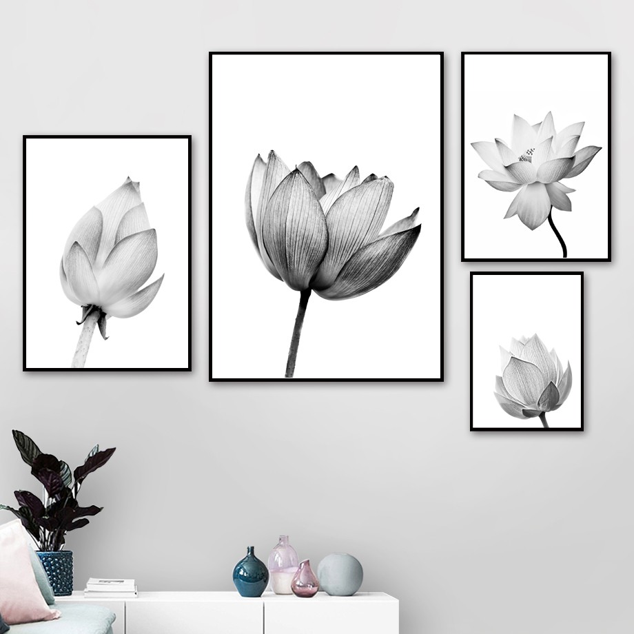 Nature Lotus Flower Bud Wall Art Canvas Painting Nordic Posters And ...