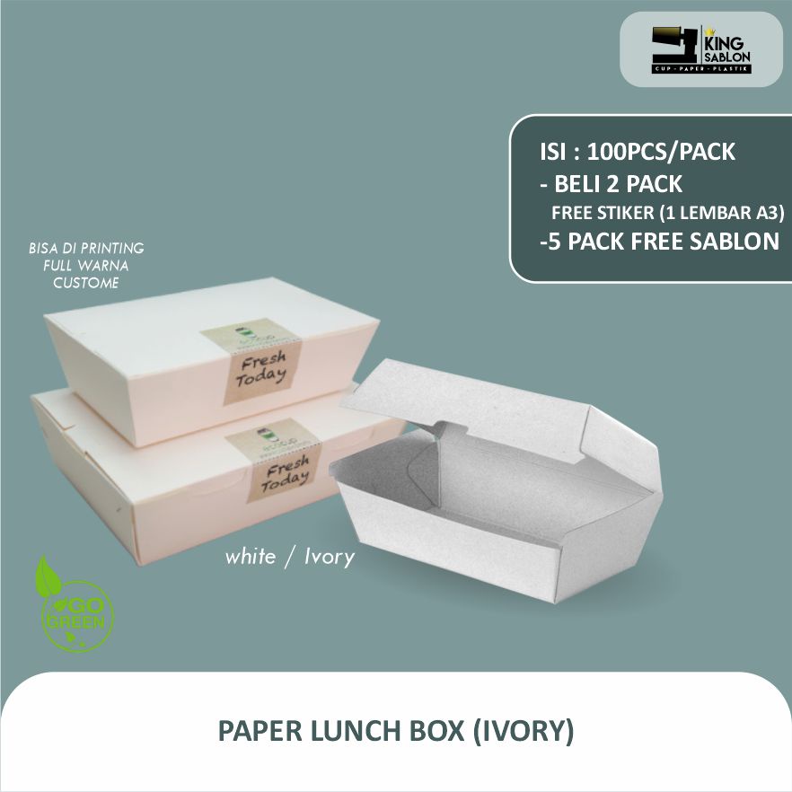 Paper food pail sablon printing (kraft, ivory) | Shopee Malaysia