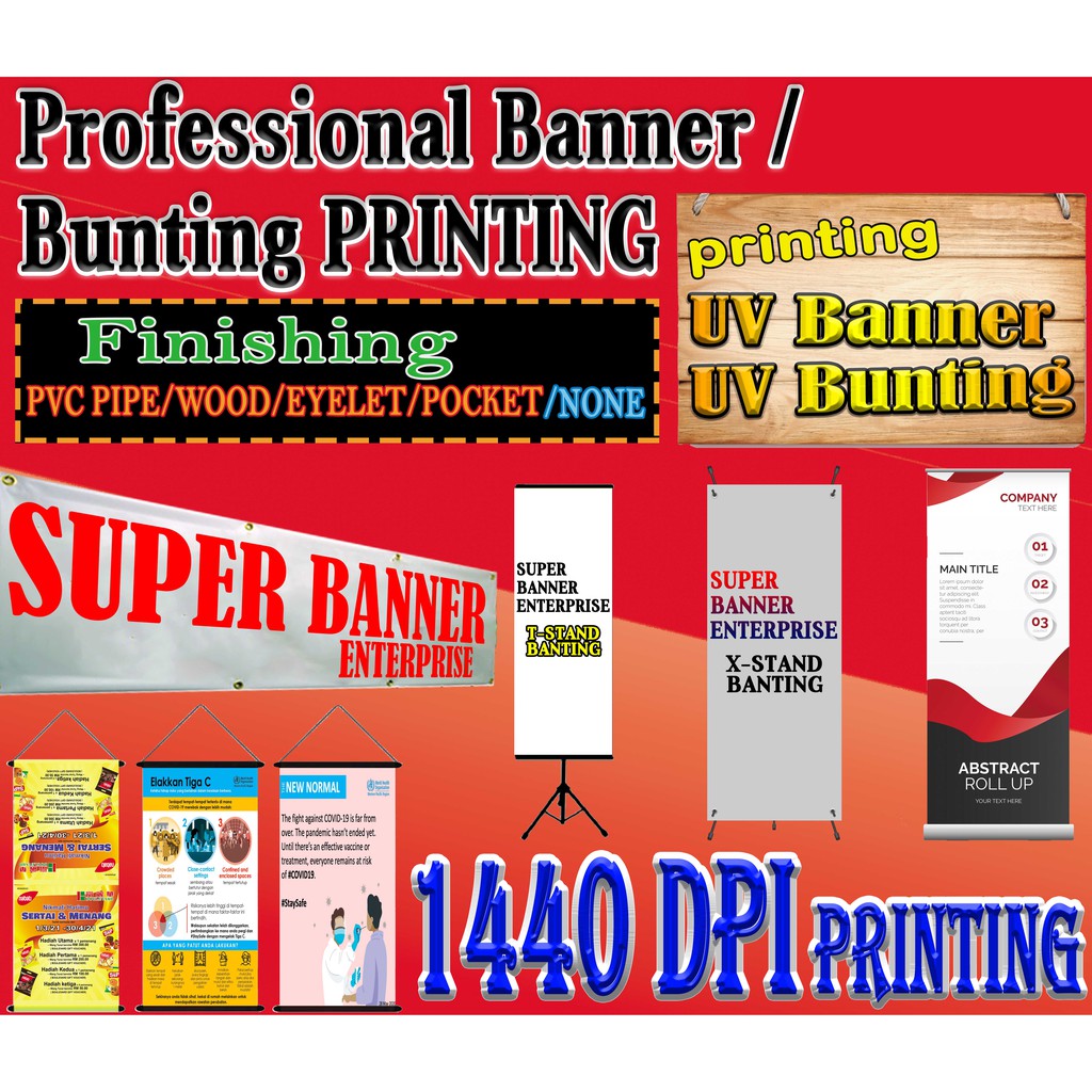 *CUSTOM SIZE PRICE PER SQ FT* 1440dpi Banner & Bunting Printing