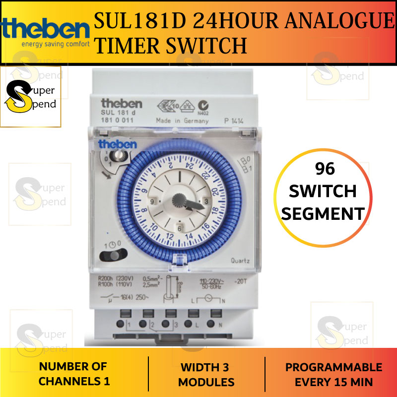 [ Theben / Etime ] SUL181D SUL181H 24Hr Analogue Timer Switch | Shopee ...