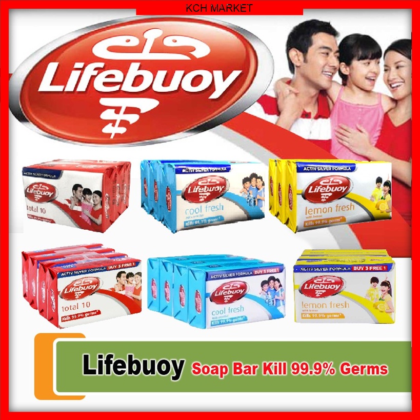 Lifebuoy Anti Bacterial Bar Soap Kills 99.9 Harmful Germs 110G x 4's