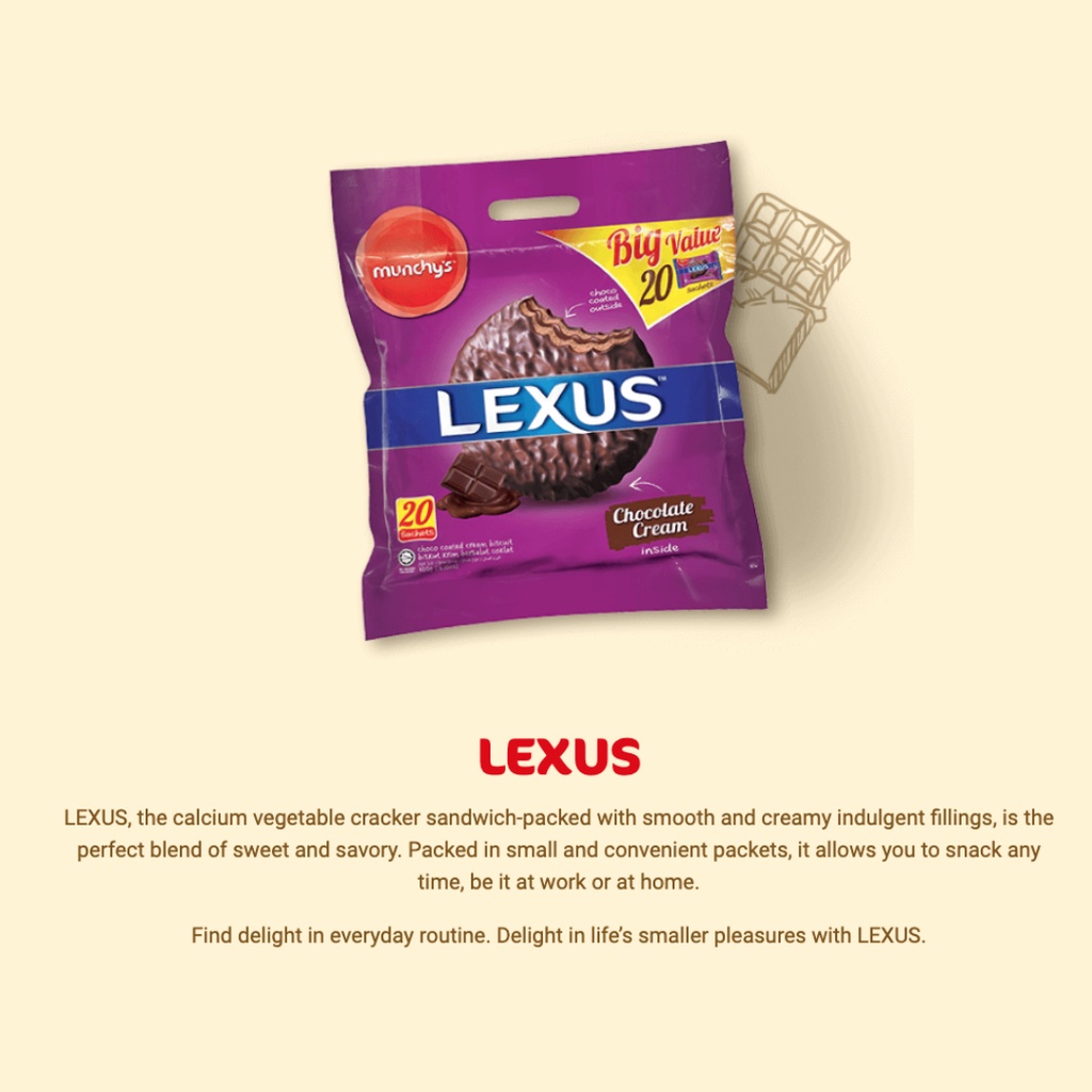 Munchy's Lexus Chocolate Coated Cream Biscuit (18 sachets) | Shopee ...