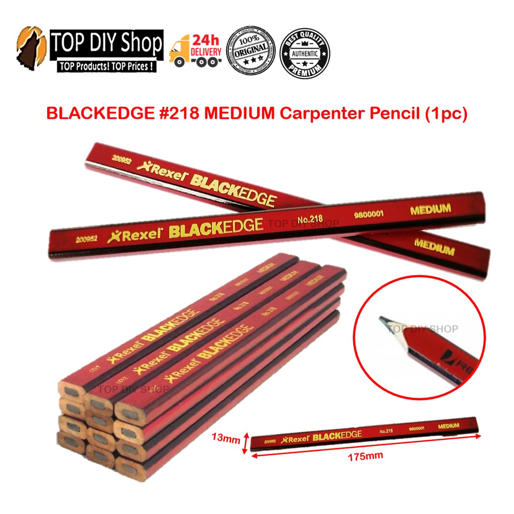 Rexall Black Edge Carpenter's Pencils - Green / Hard (Card 12) • SB Tools UK - View #8