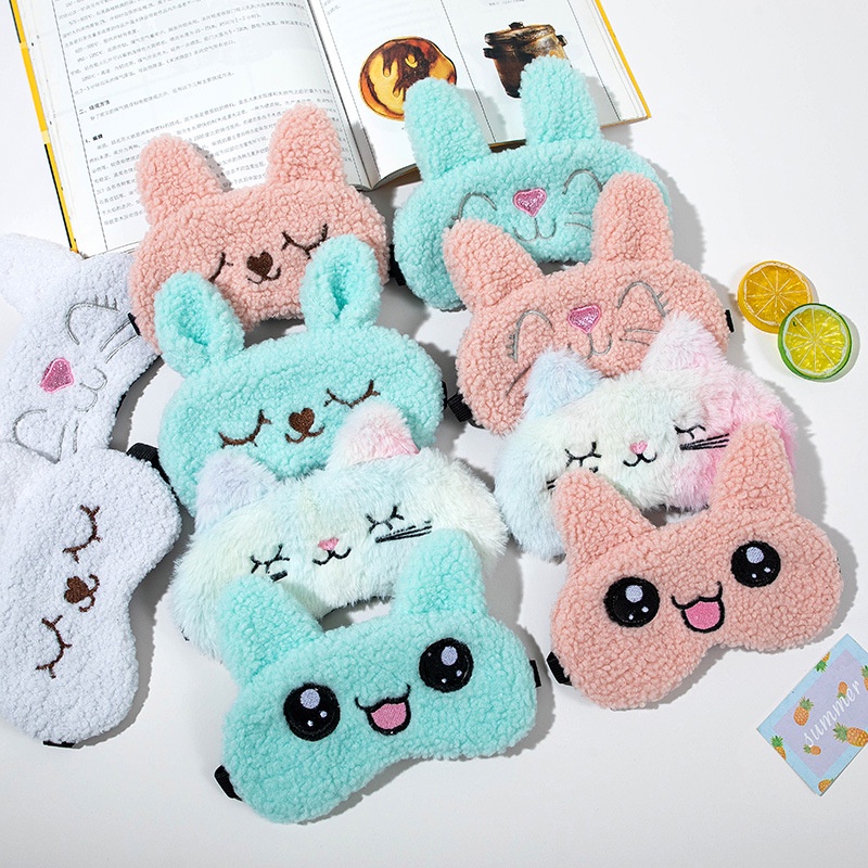 Cartoon cute plush sleep eye mask blackout sleeping hot compress ice ...