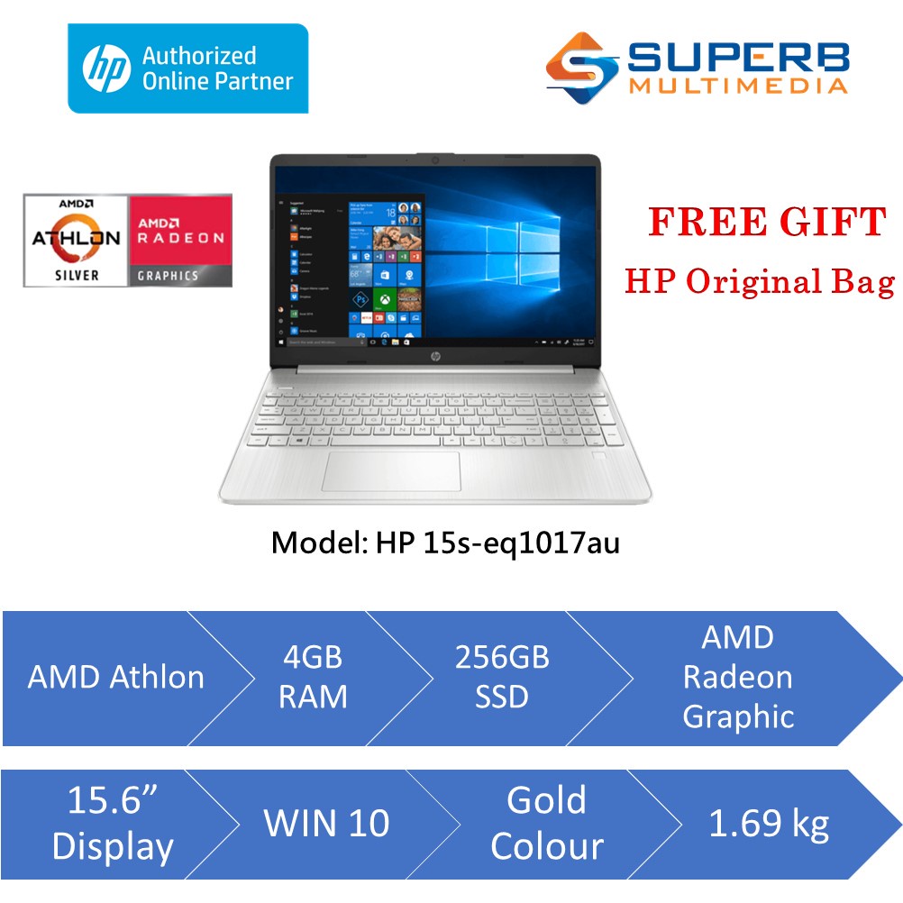 Hp 15s Eq1017au Gold Or 15s Eq1018au Silver Laptop E Wallet Rm30 Athlon 3050 4gb 256gb Ssd 4222