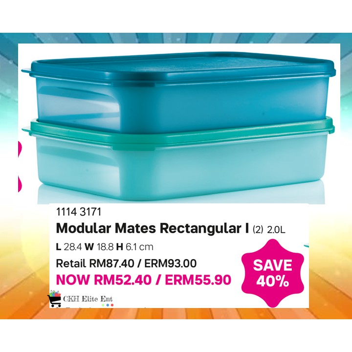 Tupperware Modular Mates Rectangular L Set Pcs Shopee Malaysia