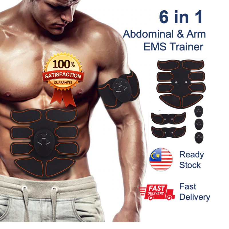 READY STOCK BEST SELLER 6 in 1 EMS Core Abdominal Arm Trainers Easy Workout Slimming 8 Packs Arm Slimming Cordless Wi