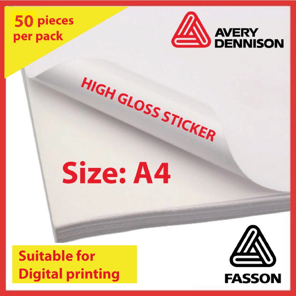 A4 size 50 sheet / HIGH Glossy Sticker A4 150gsm / SelfAdhesive Glossy Photo Paper A4 150gsm