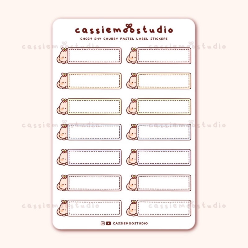 Shy Chubby Pastel Label Sticker Sheet CH039 | Waterproof ...