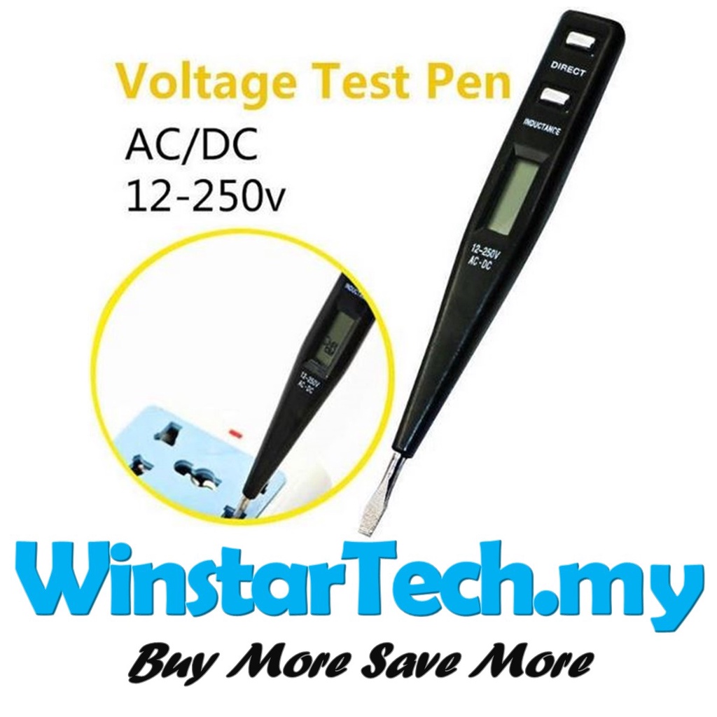 Voltage Detector Sensor Tester AC DC 12-250V Uji Meter Digital elektrik ...