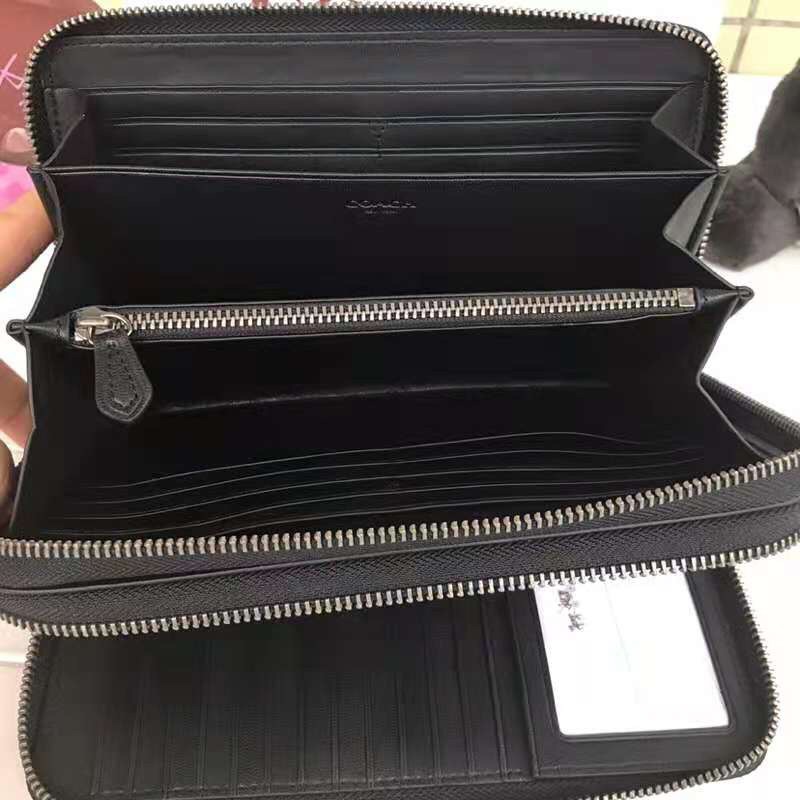 NWT Coach F23334 Double Zip Travel Organizer In Black Crossgrain Leath -  beyond exchange