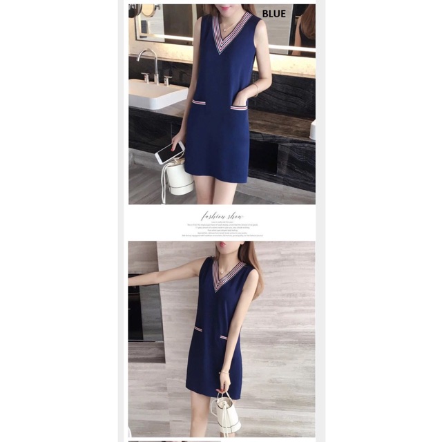V-Neck Stripped Dress (2 colours) | Shopee Malaysia