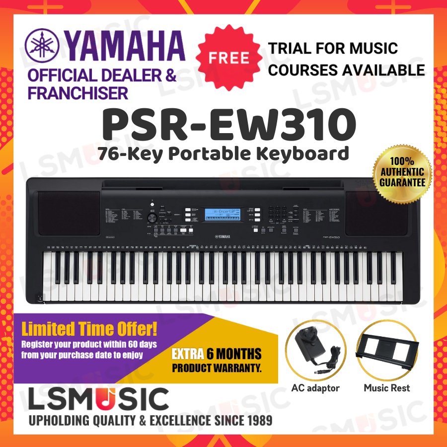 Yamaha PSREW310 76 Key Portable Keyboard Piano Touch Sensitive