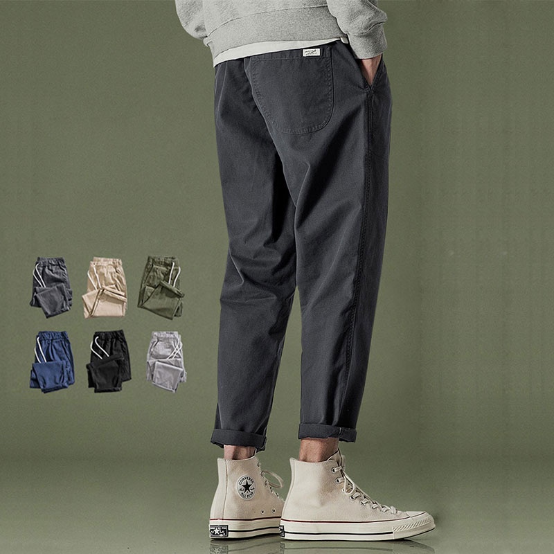 Men Pants Casual Long Pants Korean Ankle Pants Summer Slim Fit Trousers ...
