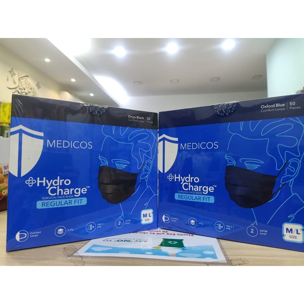 Medicos Hydro Charge 4 ply Surgical Face Mask Earloop 50pcs | Shopee ...