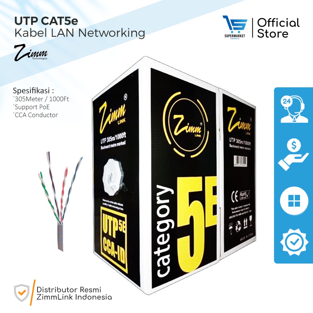 Lan Cable UTP Indoor/Outdoor CAT 5e LAN Cable UTP CAT 5e CCA Roll 305m ...