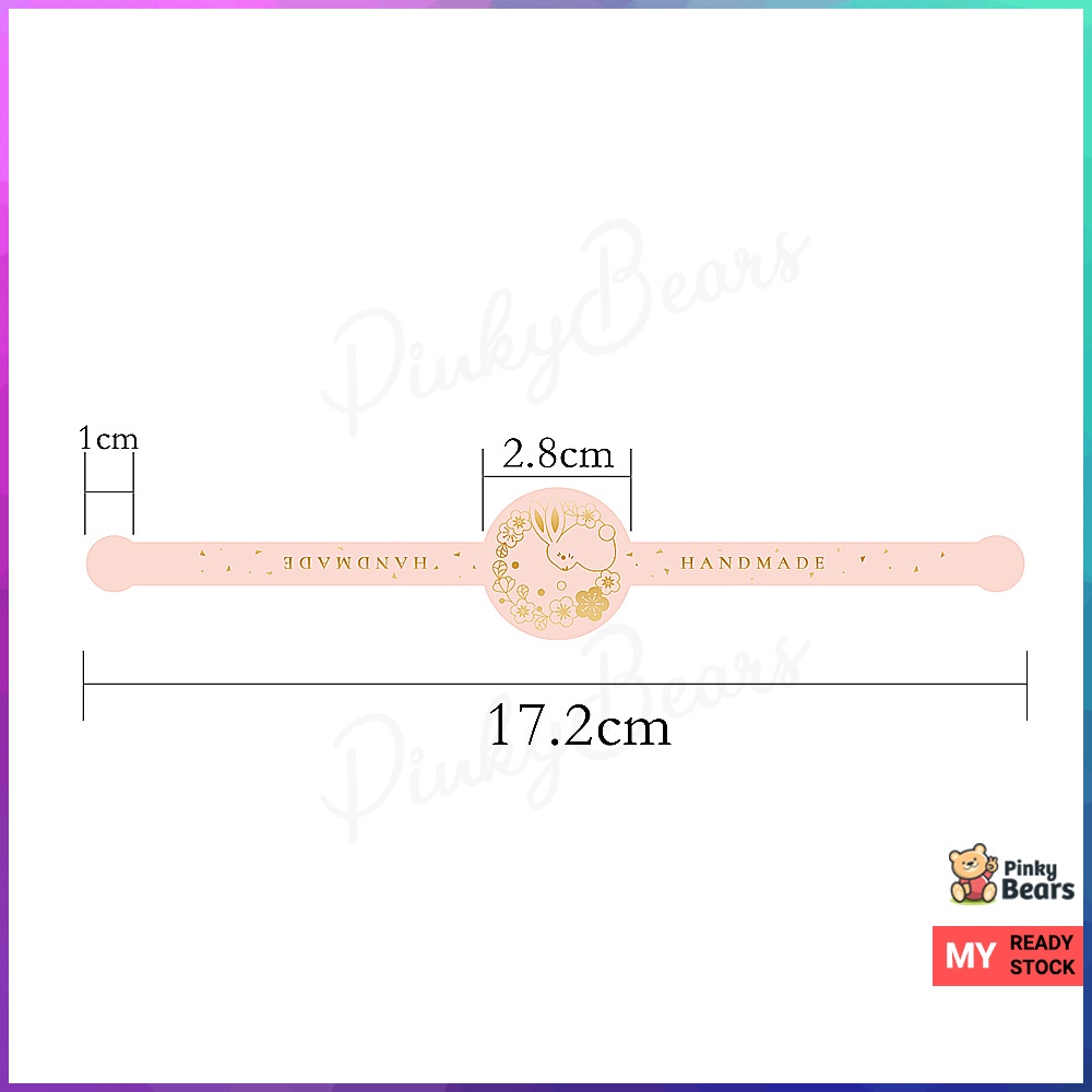 Gold Embossed Pink Bunny Handmade Labelling Stickers | Shopee Malaysia