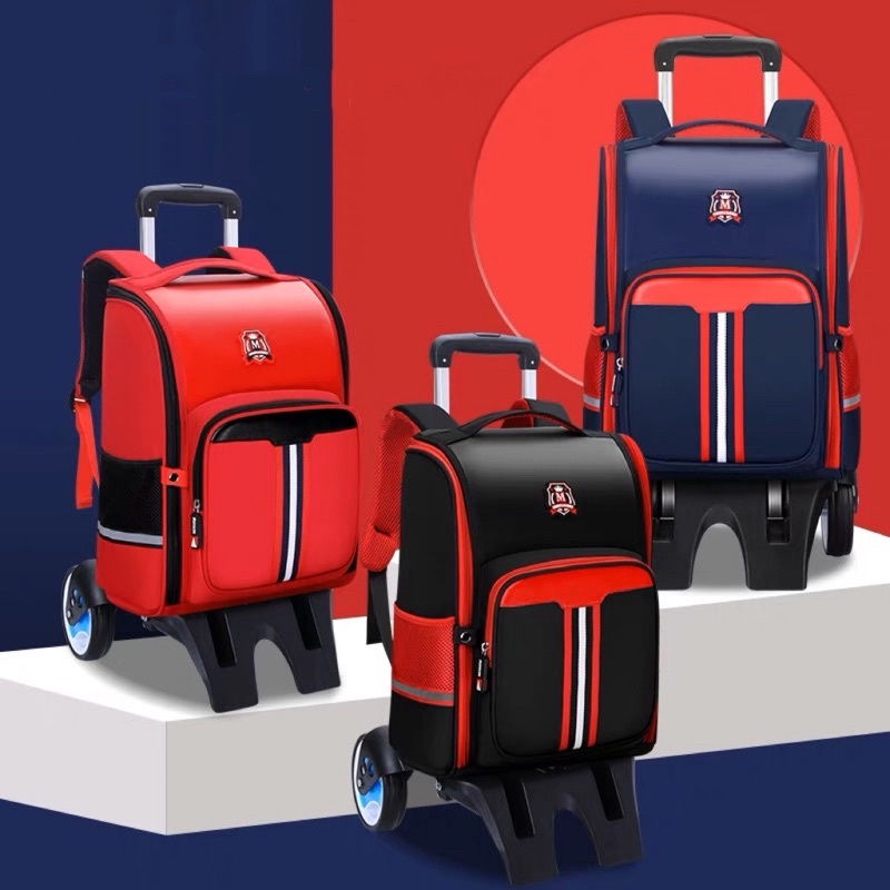 PREMIUM HIGH QUALITY 6-Wheel Korean style big space trolley school bag ...
