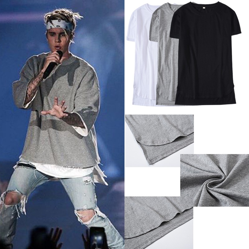 ZSIIBO new street style hip hop T shirt lengthened Justin Bieber top Shopee Malaysia