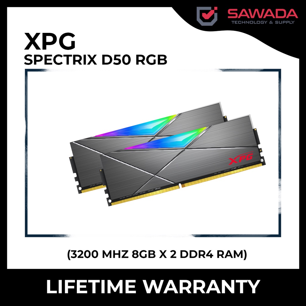XPG SPECTRIX D50 RGB 3200 MHZ 8GB X 2 DDR4 RAM | Shopee Malaysia