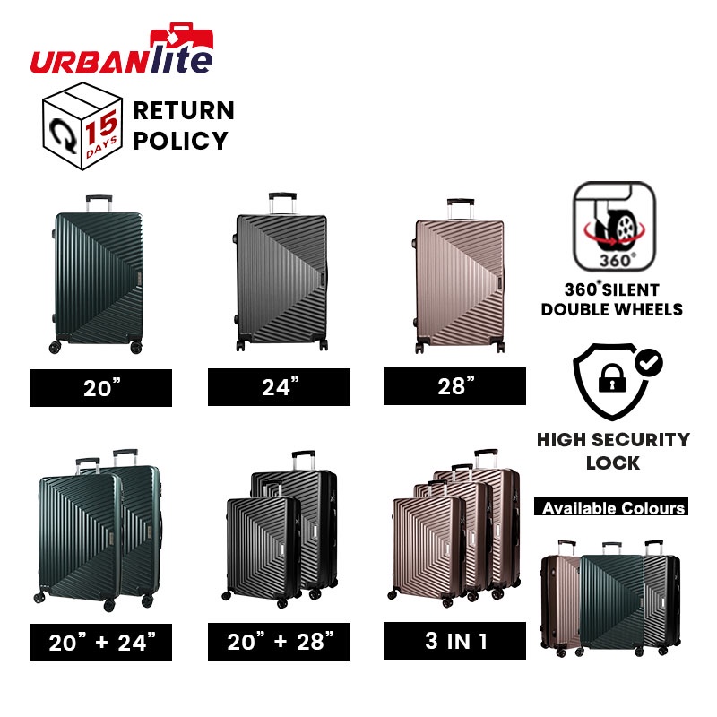 URBANlite Trapez ABS Hard Case 8-Wheels Spinner Luggage ULH9913 ...