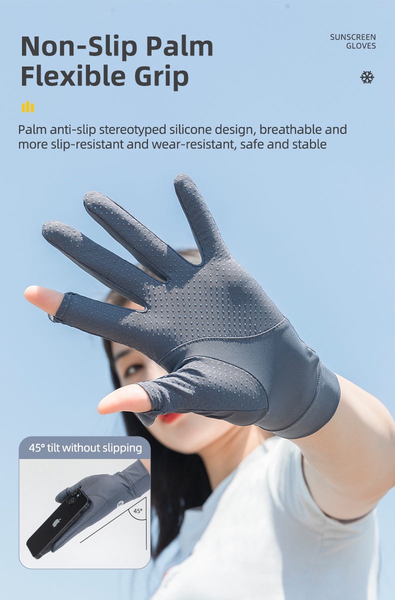 【MY Delivery】ROCKBROS Bicycle Ice Silk Full Finger Gloves UV Protection ...