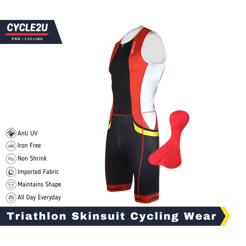 Men's Short Sleeve Cycling Skinsuit – Triathlon Jumpsuit – Check Pattern Lycra – Race Fit