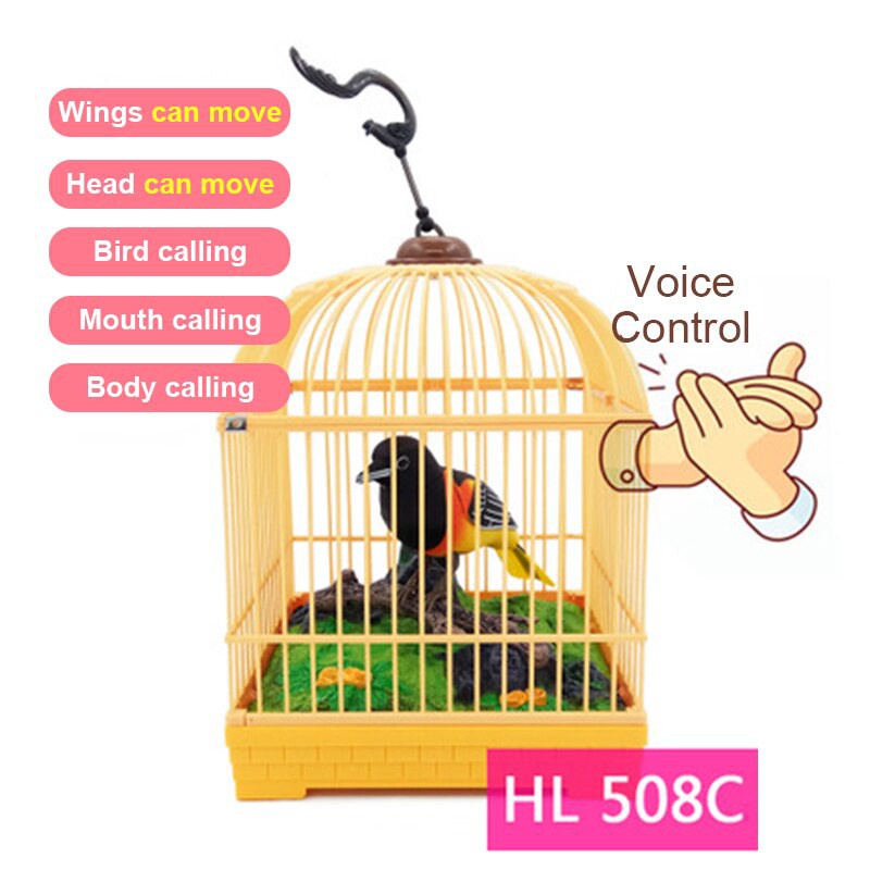Children Voice Controlled Sensor Electric Realistic Birds Cage ...