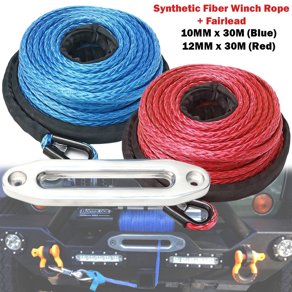 SK75 Synthetic Winch Cable Rope 10MMx30M / 12MMx30M 12000lbs Towing ...